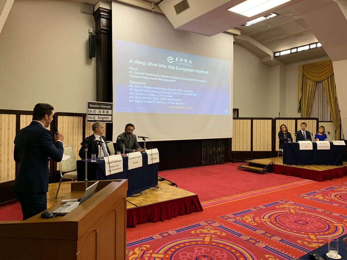 EPRA_realestate's tweet image. Day 5 of our #Asiaweek tour proved to be every bit as successful as the previous days! The morning in Tokyo kicked off with an animated discussion at the ARES-EPRA joint seminar, with over 100 attendees and continued with several 1-on-1 between companies and investors.