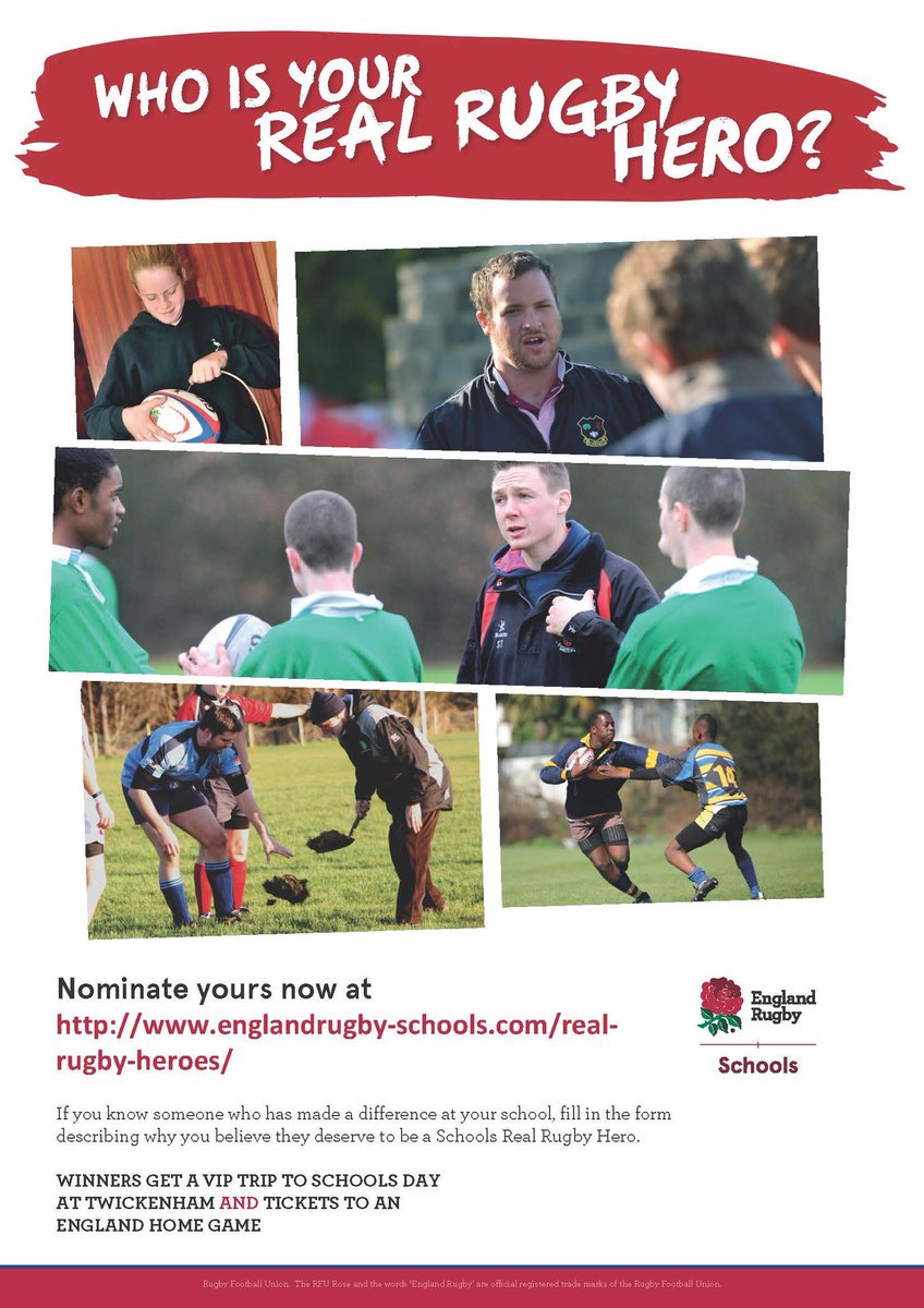 Know a teacher or someone in schools that has gone above and beyond for rugby in schools? Someone that has inspired young people to play, coach or referee? Someone who has made a difference? Nominate them today! englandrugby-schools.com/real-rugby-her… #RRH #agegraderugby #quilterkidsfirst