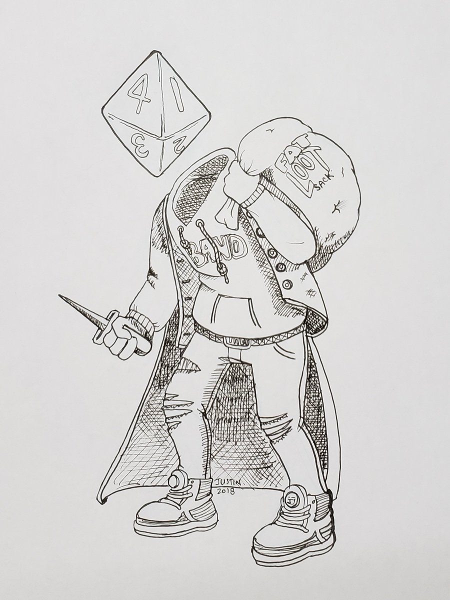 senorrandom's tweet photo. Yet another #DiceGuy... this one's a rogue/thief... working through these as I crank out more stuff...
I hope you guys are digging these because soon I'll have stuff for sale...
Maybe tshirts? Only time will tell!
Bonus: messed up by eraser original!
#dnd #rogue #8sided https://t.co/bYzmpsIAHv