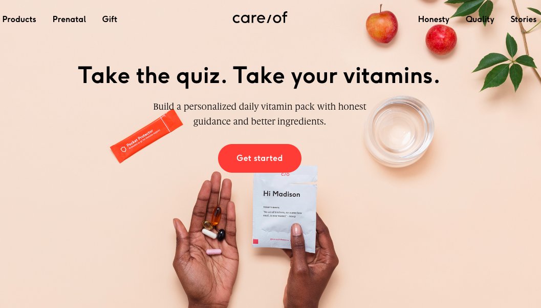 Kişiselleştirilmiş Vitamin servisi, tabii ki Amerika' da, başladı....

Kısa bir soru cevaptan sonra, kişiye "özel" vitamin paketleri üyelik boyunca kapına geliyor...

takecareof.com