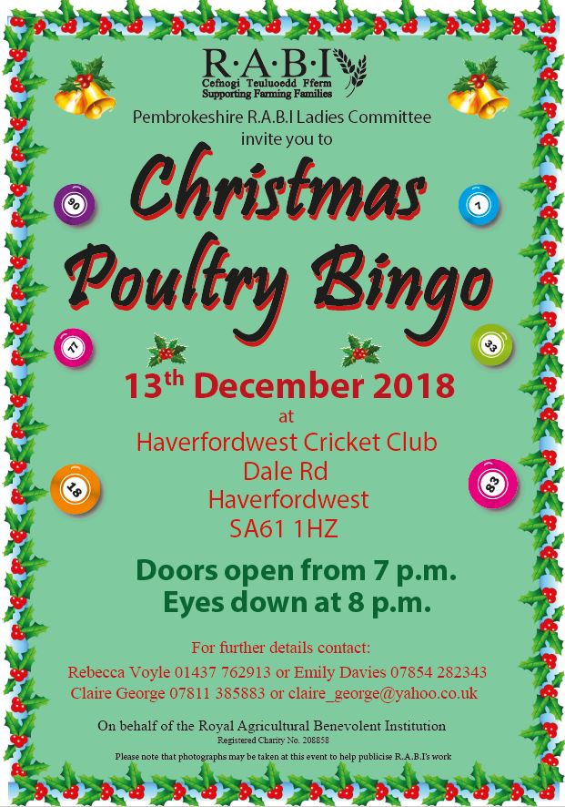 A warm welcome awaits all at our Pembrokeshire Ladies committee's Christmas Bingo night on Thursday at <a href="/HaverfordwestCC/">Haverfordwest CC</a> Some fabulus prizes on offer. Eyes down at 8pm. <a href="/hilaryraym/">Hilary Raymond</a> <a href="/emilydcuckoo/">Emily Davies</a> <a href="/KatieDave21/">Katie Davies</a> <a href="/vhope86/">Vicky-Marie Hope</a> <a href="/vcg850/">Valerie George</a>