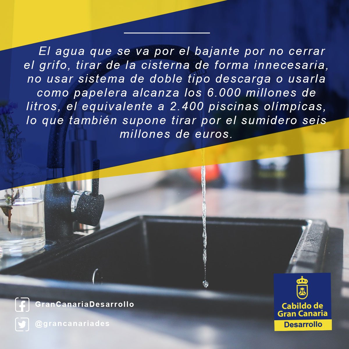 GranCanariaDes's tweet photo. El ahorro y el uso eficiente de agua en los hogares proporciona un gran ahorro anual. #RetGCSostenible https://t.co/pwR9gayLT3