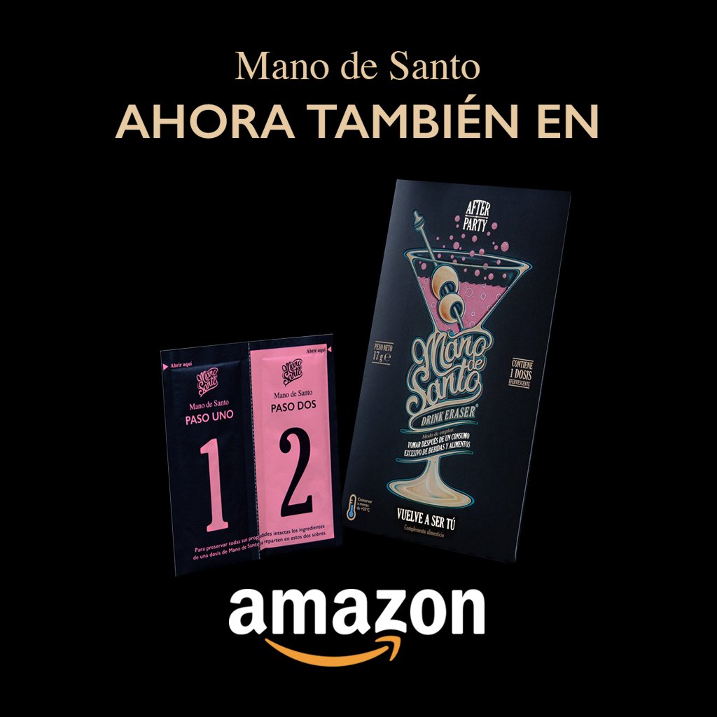 Ya está aquí por fin: ¡Ya puedes comprar #ManoDeSanto en Amazon.es! 

1️⃣ Pack de 4 dosis - bit.ly/MDSPack4Dosis
2️⃣ Pack de 15 dosis - bit.ly/MDSPack15Dosis

¡Pruébalo ya! #DrinkEraser