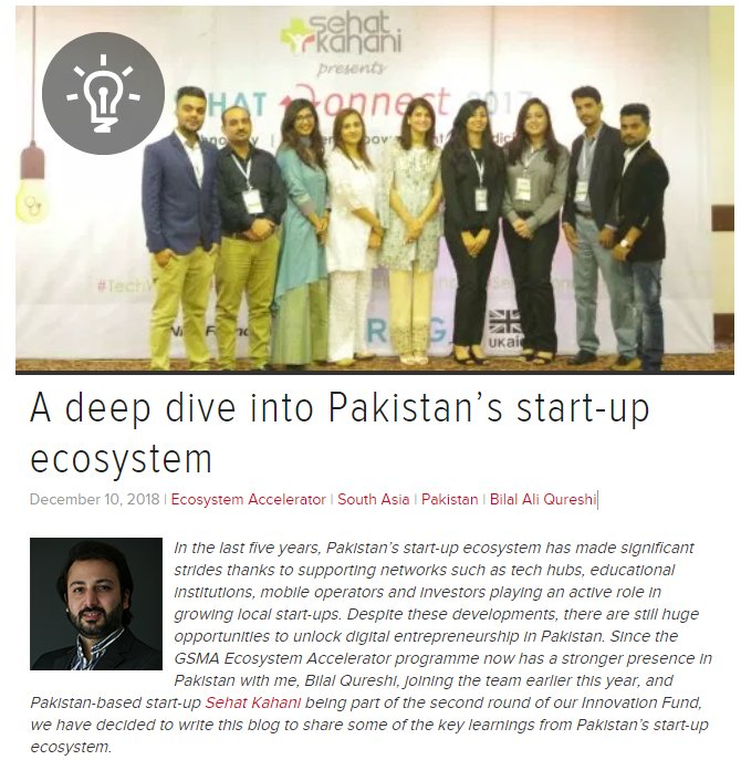 🇵🇰In our latest #EcosystemAccelerator blog, Bilal Qureshi shares his insights into the #startup ecosystem in #Pakistan, whilst also exploring the new opportunities it presents: 

&gt;&gt; gsma.com/mobilefordevel…