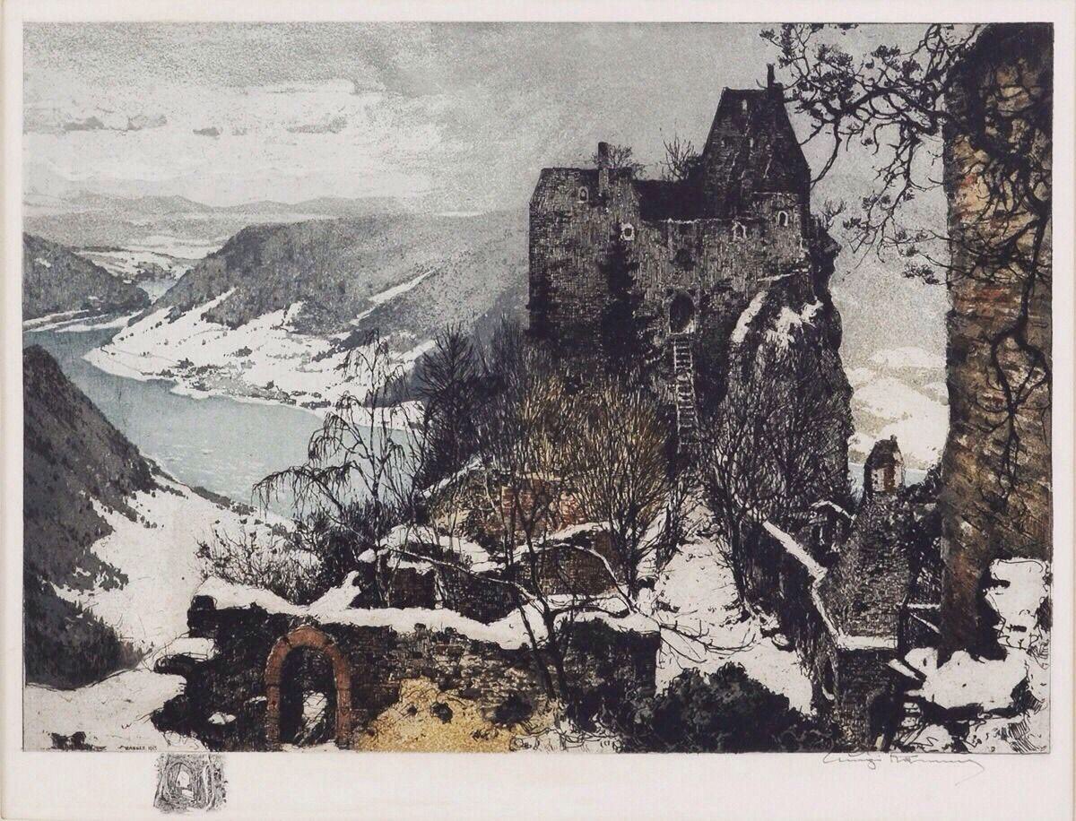 Aggstein, Castle on the Dunabe by Luigi Kasimir, 1915