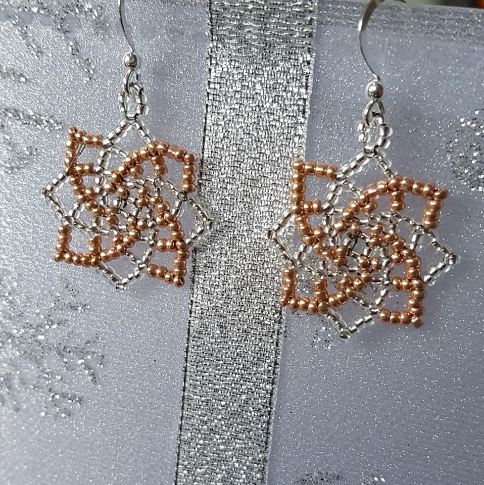 Christmas earrings for anyone?sterling silver hooks #handmade earrings #Christmasearrings #snowflakeearrings