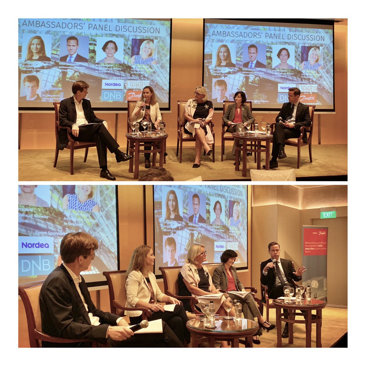 SweAmbSG's tweet photo. Great sharing session today by the Nordic ambassadors ⁦@paulaparviainen⁩ ⁦@anergaard⁩ ⁦@DKAmbSG⁩ on #sustainability #circular economy and business opportunities! Excellent contribution by ⁦@NEAsg⁩ Mr Dalson Chung on SG’s sustainability agenda #SwedCham https://t.co/TEo0EriD6b