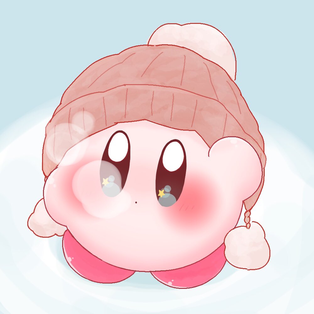 kirby hat no humans beanie star (symbol) solo blush pom pom (clothes)  illustration images