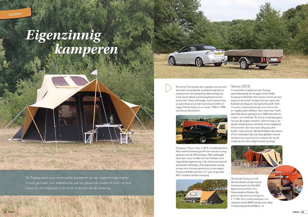 Tuareg in Campinglife Magazine Dec. '18!

Op de cover van het Campinglife Magazine staat de Aart Kok Tuareg vouwwagen trots te pronken. In het blad tref je een 2-pagina tellend artikel aan.

Lees meer: aartkok.nl/nieuws/tuareg-… 

Bron: #Campinglife magazine clubcampinglife.nl