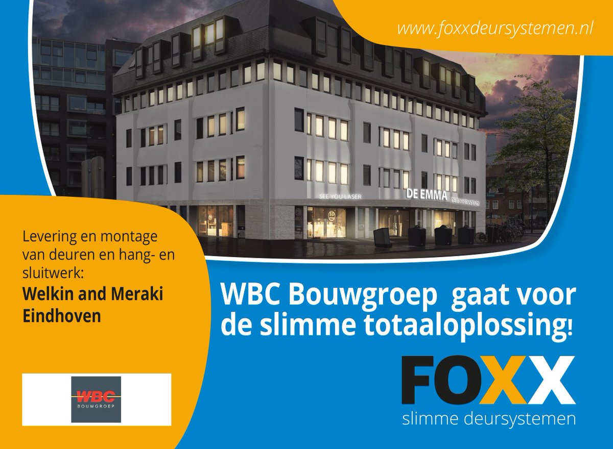foxxdeursysteem's tweet photo. Voor het project: Welkin and Meraki te #Eindhoven gingen @WBCBouwgroepBV voor de slimste oplossing: de levering en montage van deuren en hang- en sluitwerk via Foxx! #slim #deuren #hangensluitwerk https://t.co/g6FBwC3myf