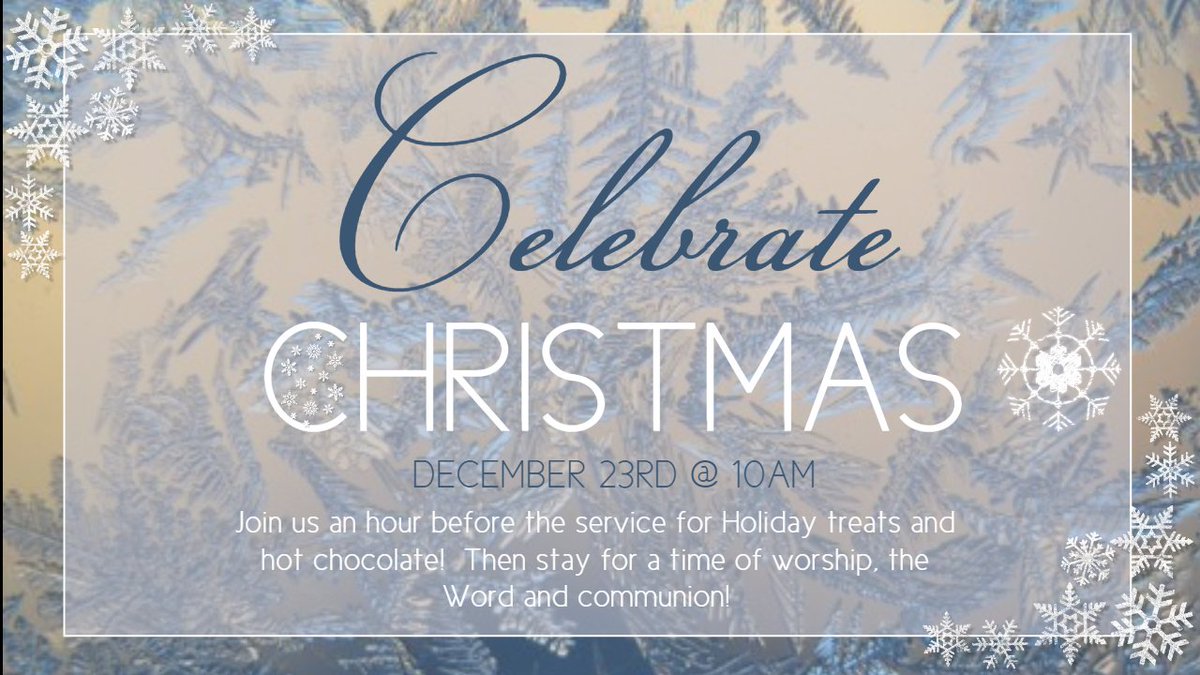 MoveChurchFL's tweet image. Help us Celebrate the birth of the Savior Sunday the 23rd!  

Holiday treats and homemade hot chocolate will be served prior to the service.  Then join us in worship and communion at 11AM with guest Barry Greer!  

We can't wait to celebrate with you!