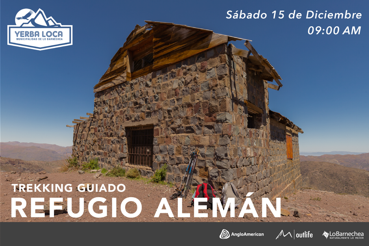 Vuelven los guiados al Refugio Alemán!
Info:
-Actividad para mayores de 12 años
-Actividad gratuita pagando la entrada a Yerba Loca.
-Tendremos un bus de acercamiento a Yerba Loca en la plaza San Enrique, sin costo para los inscritos a la actividad.
goo.gl/forms/NBtb1SVm…