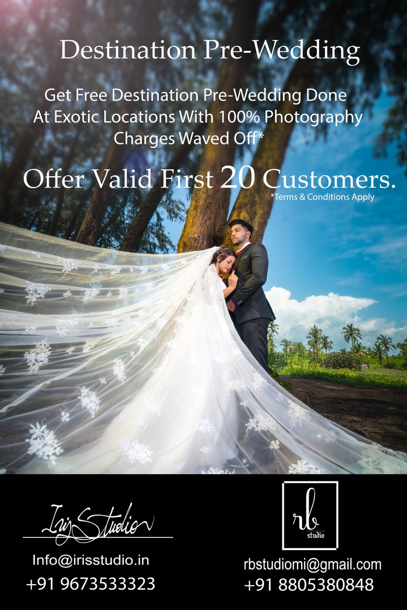 RBstudio4's tweet image. Get FREE Destination Pre-wedding done At Exotic Locations with 100% Photography Changes Waved OFF*
OFFER VALID FIRST 20 CUSTOMERS .
.
#Destination #prewedding #postwedding #rbstudio
#india
For Enquiry:- 
Email:- rbstudiomi@gmail.com