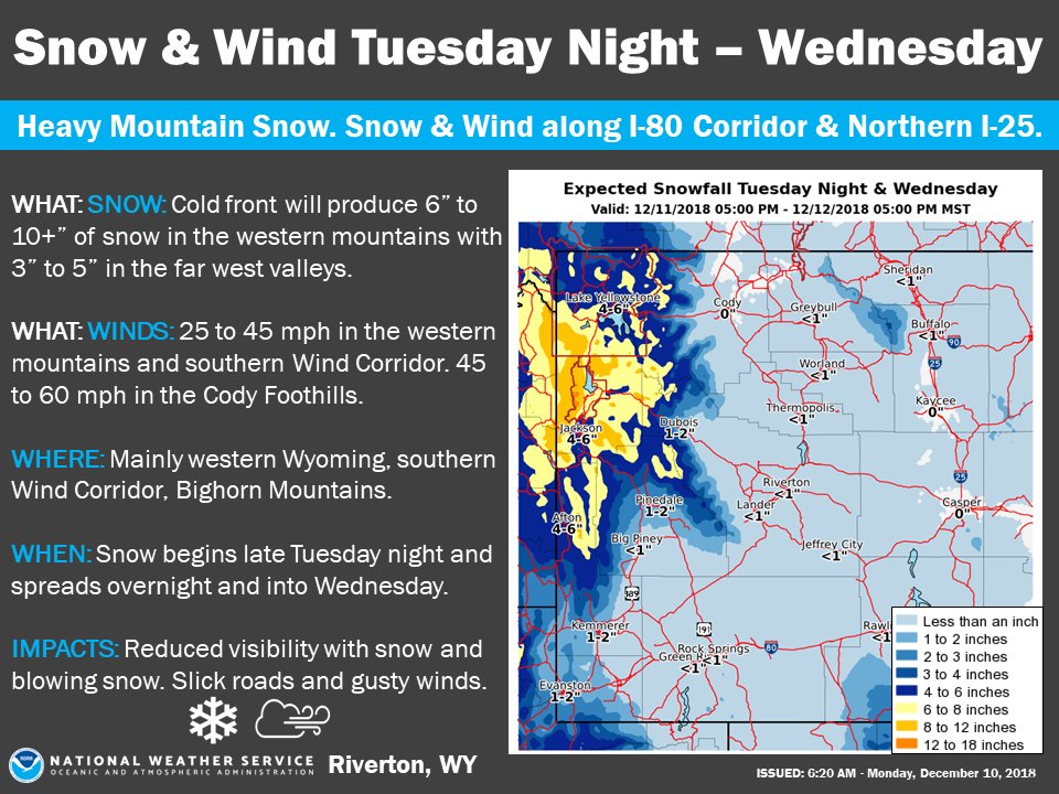 NWS Riverton on Twitter "Heavy snow moves into the western mountains