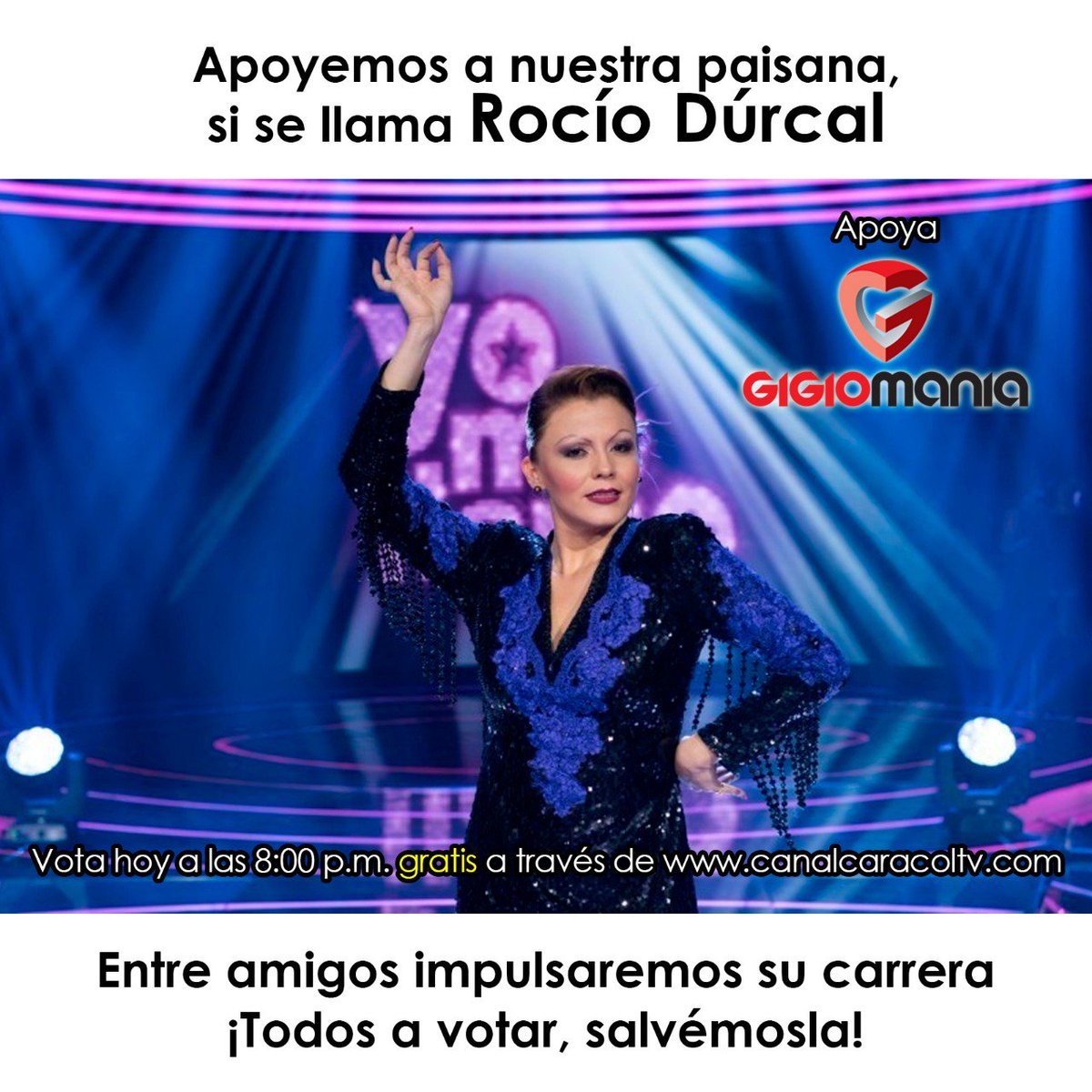 Esta noche #YoMeLlamo #RocíoDúrcal. Apoyemos el talento de nuestra región. 👊