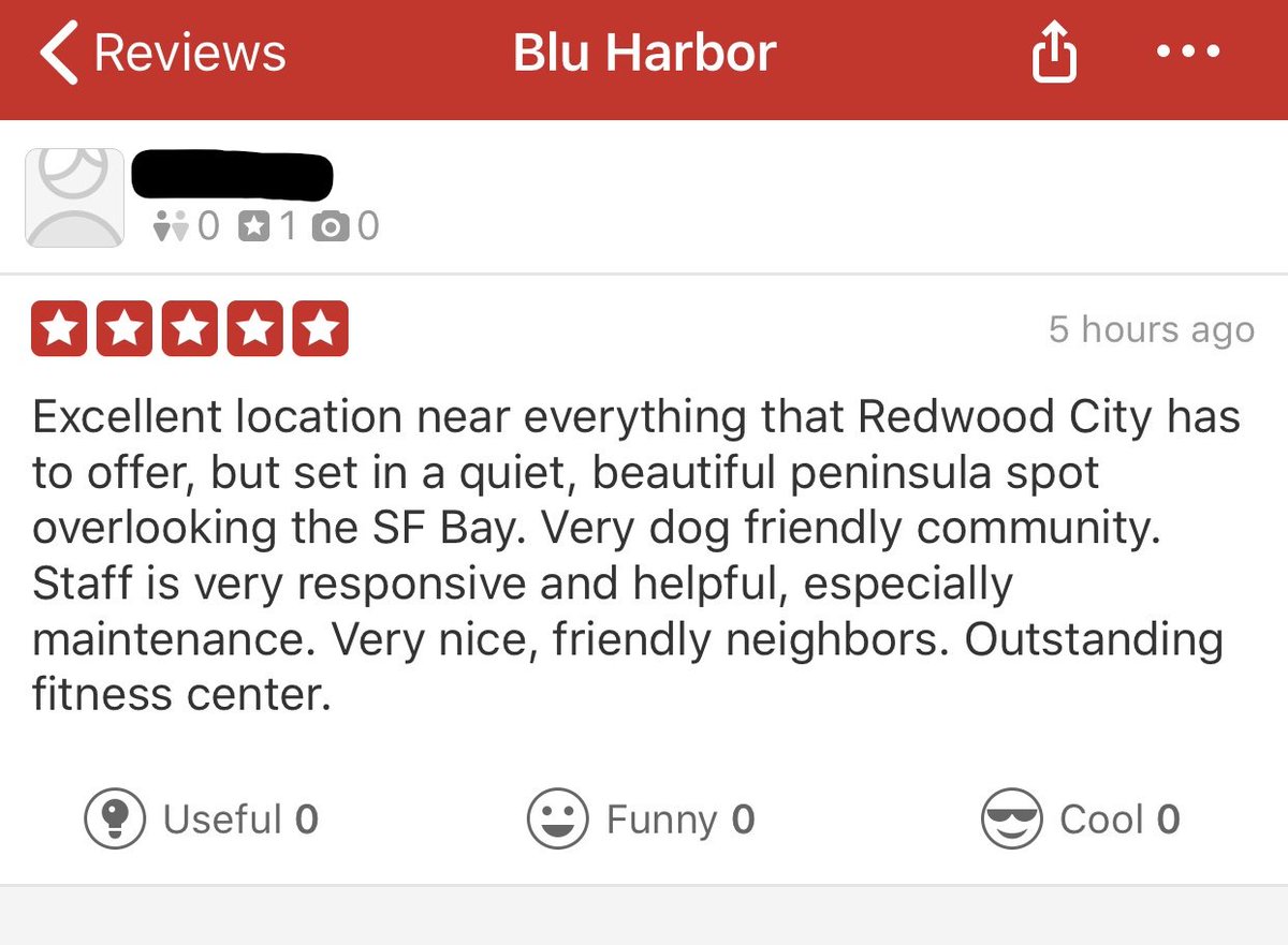 BluHarborMKT's tweet image. We love our Blu Harbor residents!!! Apparently, They love us too! Check out our most recent Yelp review from one of our AWESOME Residents! 
#ExcellentLocation #BluHarborApartments #RedwoodCityCommunity #WaterfrontHomes #NewestWaterfrontApartmentsOnThePeninsula #LiveByTheWater