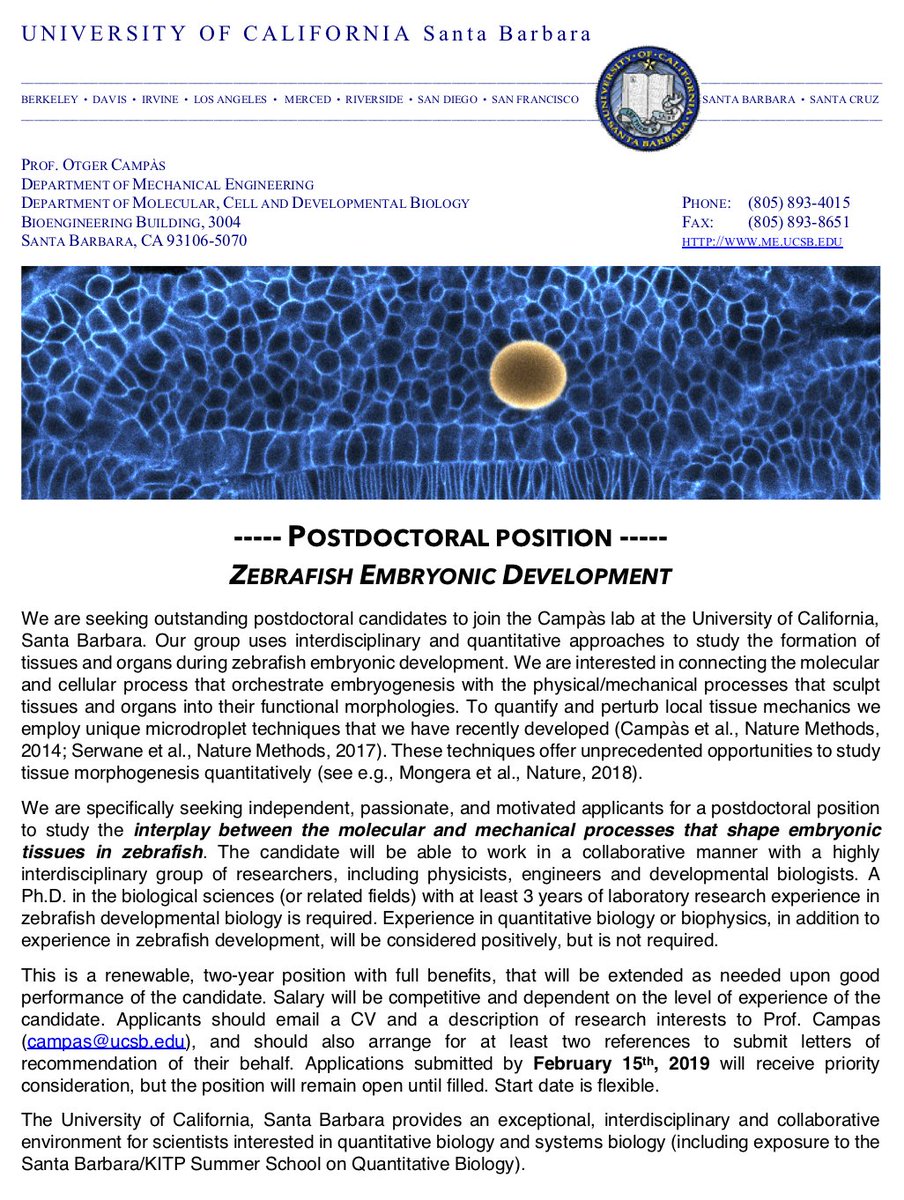 Interested in developmental and cell biology? You have experience with zebrafish 🦓🐠 and just love it? You like interdisciplinary approaches? Looking for a postdoc? Do not miss this opportunity! 📢#JobAlert #ZebrafishCareers #ScienceJobs #ASCBEMBO2018 <a href="/ZFINmod/">ZFIN</a> <a href="/the_Node/">the Node</a>