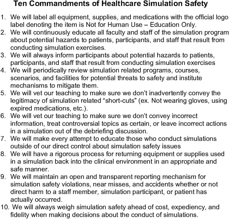 K_DickinsonMD's tweet photo. The Ten Commandments of healthcare simulation safety from thought provoking #AdvancesInSimulation editorial
@keepsimsafe @danbraemer @Alex_Hannenberg #simed #surged #meded #some4surgery
https://t.co/SFwjAtZmqk https://t.co/2VkaY5uTgX