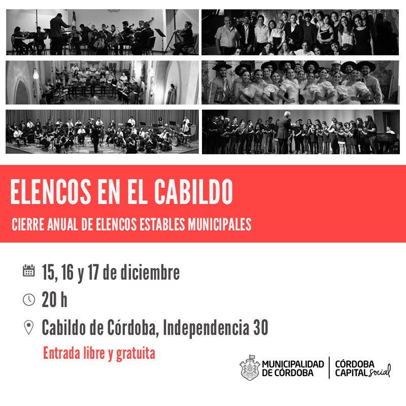 ElencosCba's tweet photo. 🎧🎉🎊¡Se viene el cierre de año de los Elencos Municipales!! Será en el Cabildo los días 15, 16 y 17 /12 a las 20 con entrada libre y gratuita ¿ Te lo vas a perder? ¡Vení! Te esperamos ⛱️💃🕺 https://t.co/2eKR59POhG