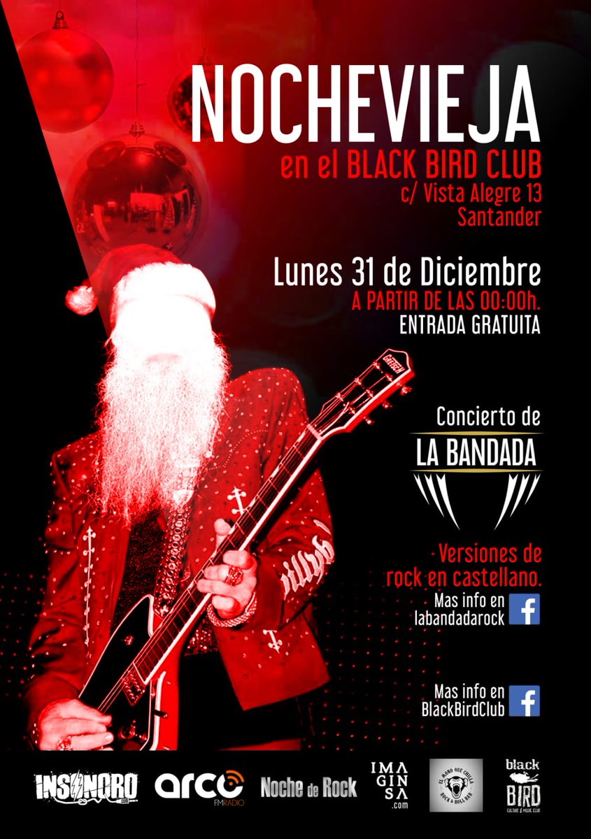 ¿Nochevieja en la <a href="/BlackBirdMusicC/">blackbird</a>? Se viene la fiesta más canallita de #Santander. #Nochevieja #Rock #Navidad  #Cantabria