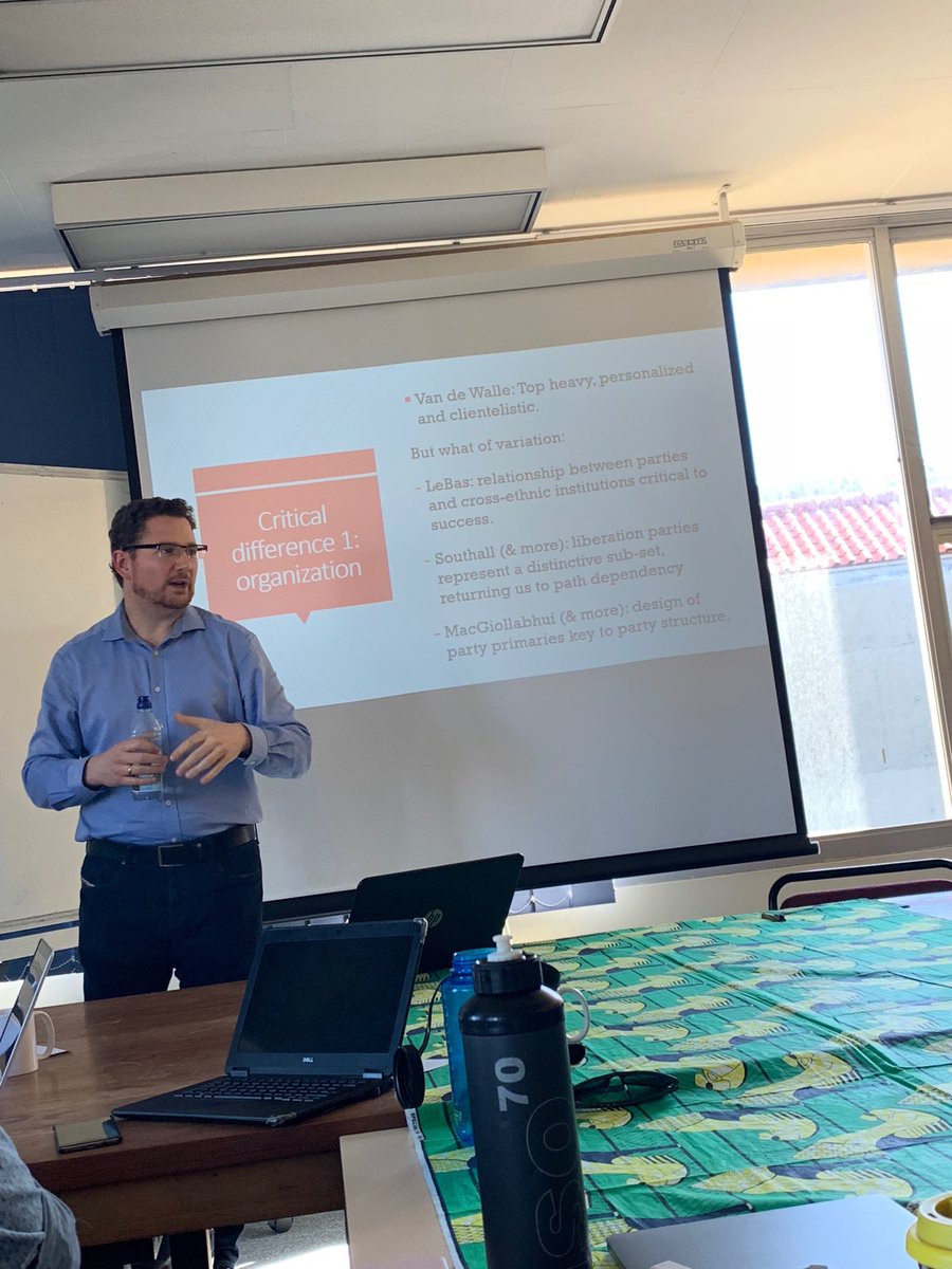 aikande's tweet image. Prof @Fromagehomme talking about historical & comparative lessons from African political parties literature from 1950s to date. Emphasis is put on #PathDependency . #PoliticalPartiesInAfrica Workshop @UCT_news