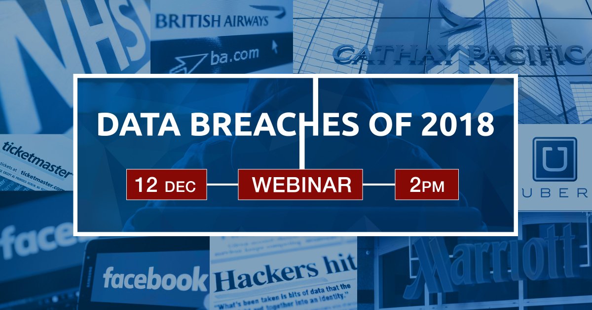 3GRC_software's tweet photo. It’s important to recognise the damaging implications that occur behind the scenes in a data breach. We will be hosting a #webinar to discuss what we’ve learnt from 2018’s biggest breaches. Register now: https://t.co/NNQ5gv8TTN
#riskandcompliance #3GRC #databreach https://t.co/Jme77v6MzC