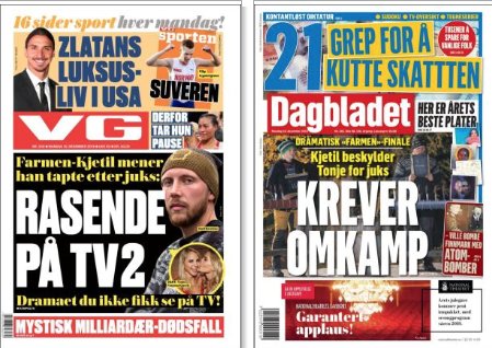 Den mest udiskutable fredsprisen på lenge deles ut, men avisene rydder forsidene for Farmen-Kjetil. Det får være måte på forsimpling av offentligheten, <a href="/vgnett/">VG</a> og <a href="/dagbladet/">Dagbladet</a>. Dette er flaut.