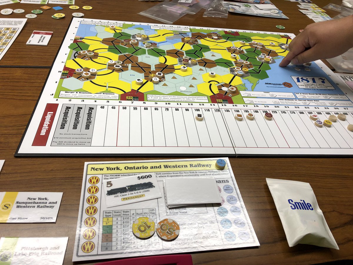 山田 1817 Bgg4 69点は伊達じゃない マップは狭め 2株 5株 10株会社あり 鉄道会社 運営より 株式の売買や空売り要素がキーポイント 株式の空売り要素とっても良いシステム