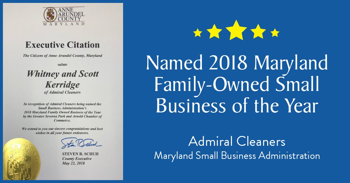 We are honored to be named the 2018 Maryland Family-Owned Small Business of the Year! #Annapolis #SevernaPark #Crofton #Gambrills #Easton #Salisbury #Edgewater #StMichaels #smallbusiness