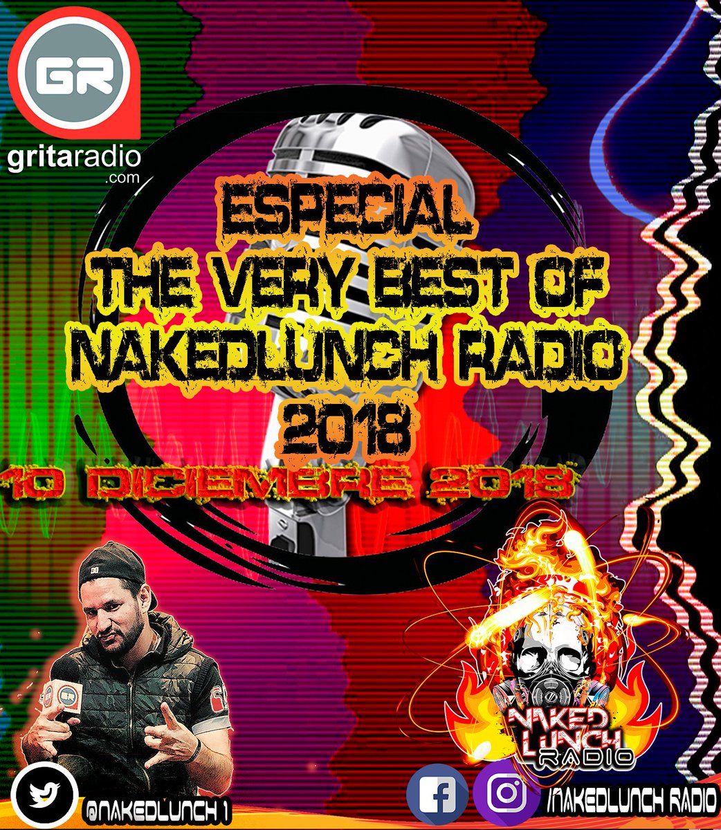 nakedlunchgr's tweet photo. Nakedluncheros HOY Lunes 10 Dic #7a9pm #StarRock #programa101 fin de temporada, lo mejor del 2018 #verybestof,¿Cual es tu favorita? (7a8pm), y para cerrar @kennyelectricos vamos a regalar 10 discos #altovoltaje ¿Quieres tu disco? (8a9pm) @GritaRadioMusic #testamosintonizando https://t.co/1ooVBWnisJ