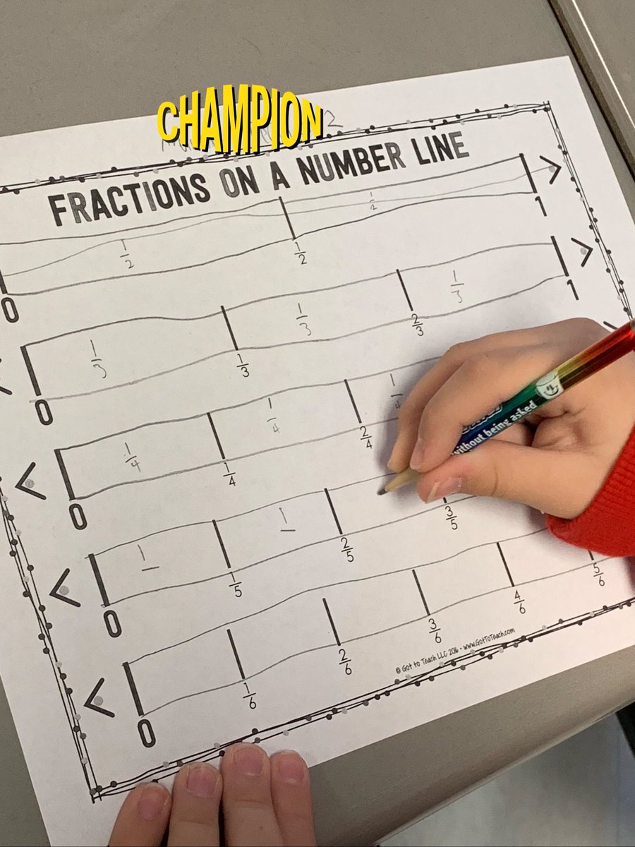 Amazing connection of fractions and number lines happening in <a href="/aschmidt529/">Ashley Schmidt</a> classroom!  Spot on transition from concrete to abstract.  Awesome math talk about what they noticed.  #mathnerdsrock #MVESshineBright #MVEStribe