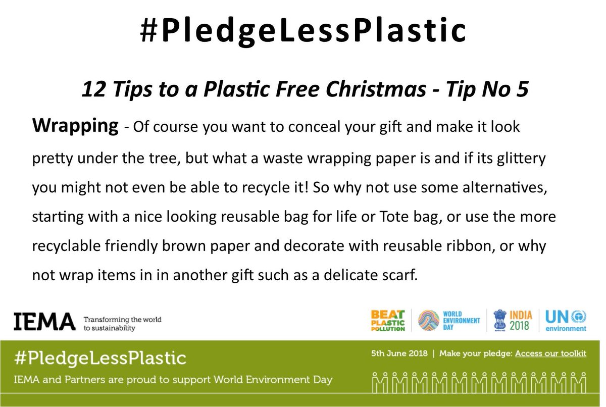 ISEPglobal's tweet image. On the run up to Christmas, we&apos;ll be sharing our twelve tips to a #PlasticFree Christmas! Here is tip number five...wrapping! #PledgeLessPlastic #Plastic #plasticpollution