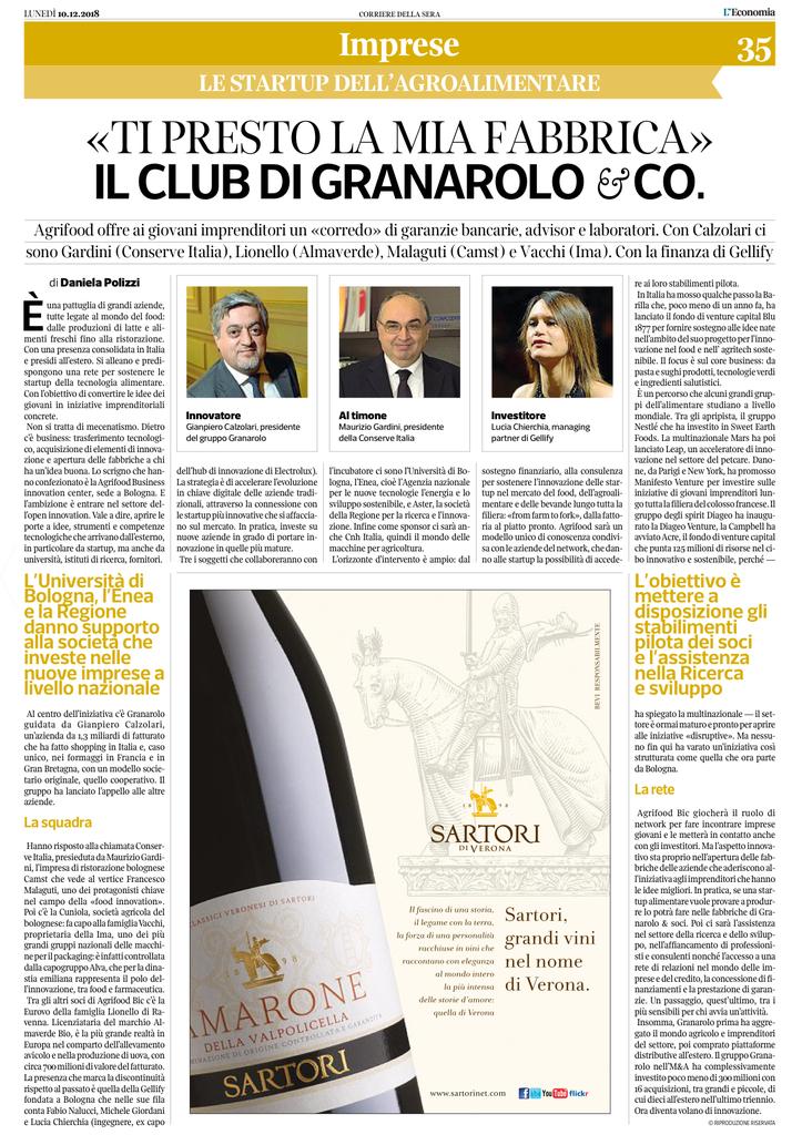 Confcoop_ER's tweet photo. Agrofood BIC (Business Innovation Center), la nuova startup dell'agroalimentare promossa da @Granarolo e altri partner cooperativi tra cui #ConserveItalia raccontata oggi su @L_Economia del @Corriere da @dapolizzi https://t.co/N9SSgNwMMs