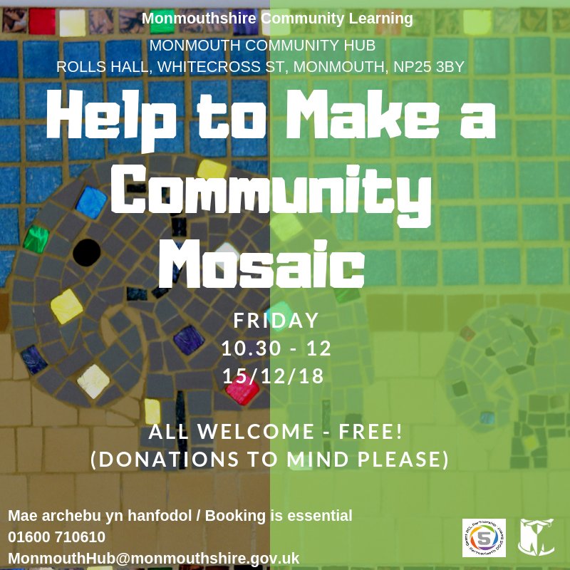 MonmouthshireCC's tweet photo. Get crafty this week and join in one of the many @MindCharity Crafternoon’s taking place this week @MonCCHUBS 
Join Monmouth Hub for a Christmas Lino printing afternoon from 12.00pm Wednesday 12th Dec and Help to Create a Community Mosaic on Friday 14th Dec 10.30am https://t.co/qHa1bU2CP3