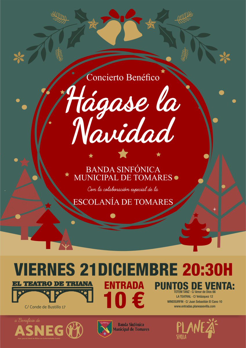 ¿Nos ayudas a difundir con un #Rt?❤️ #concierto #solidario #HágaseLaNavidad 🎄 

No contamos con fondos para publicidad, destinamos cada € a ayudar a nuestros pequeños #campeones 💪 Creemos en el apoyo colaborativo de las #RRSS 

🗓️ Viernes 21
🕣 20:30
📍<a href="/TeatroTriana/">Teatro Triana</a>
