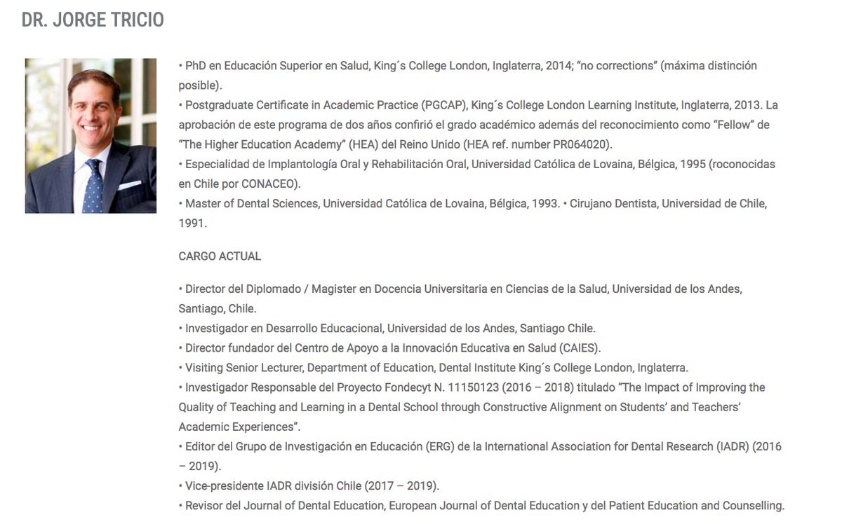 ACHEO3's tweet photo. Conoce al Dr. Jorge Tricio, quién es Director del Diplomado/Magister en Docencia Universitaria en Ciencias de la Salud, U.Los Andes. 
El será uno de los expositores del Congreso que se realizará los dias 11 y 12 de enero de 2019 U. Finis Terrae. No faltes. https://t.co/rGWXMCFxFe https://t.co/vqTQQAU7pl