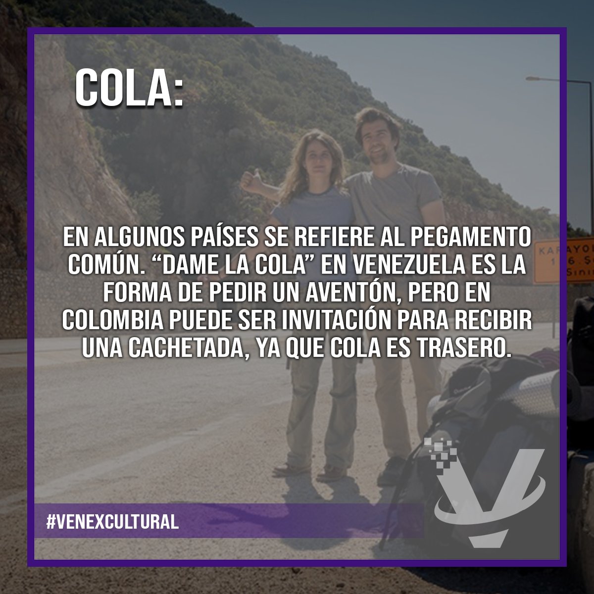 VenexApp's tweet photo. 😊 Para un venezolano dar la cola no es obsceno, es un favor q se hace sin esperar nada a cambio, un traslado de un lugar a otro.

#FrasesVenezolanas 
#25Dic 
#VenezolanosEnElMundo
#VenezolanosEnArgentina https://t.co/aCDdHS2pFR