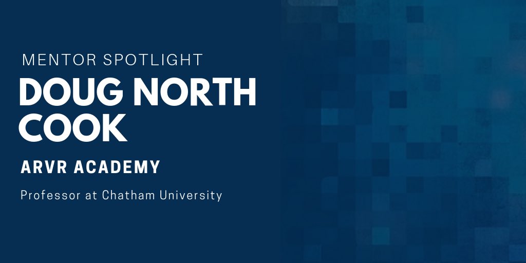 ARVRacademy's tweet photo. SPOTLIGHT @dougnorthcook is professor at Chatham U- launching a BA in Immersive Media.  He’s excited about immersive technology when it bridges emotional &amp; physical distance between people.   Doug supports all the creativity and excitement in his group! #mentors #ARVRacademy https://t.co/7hCN42FWTX