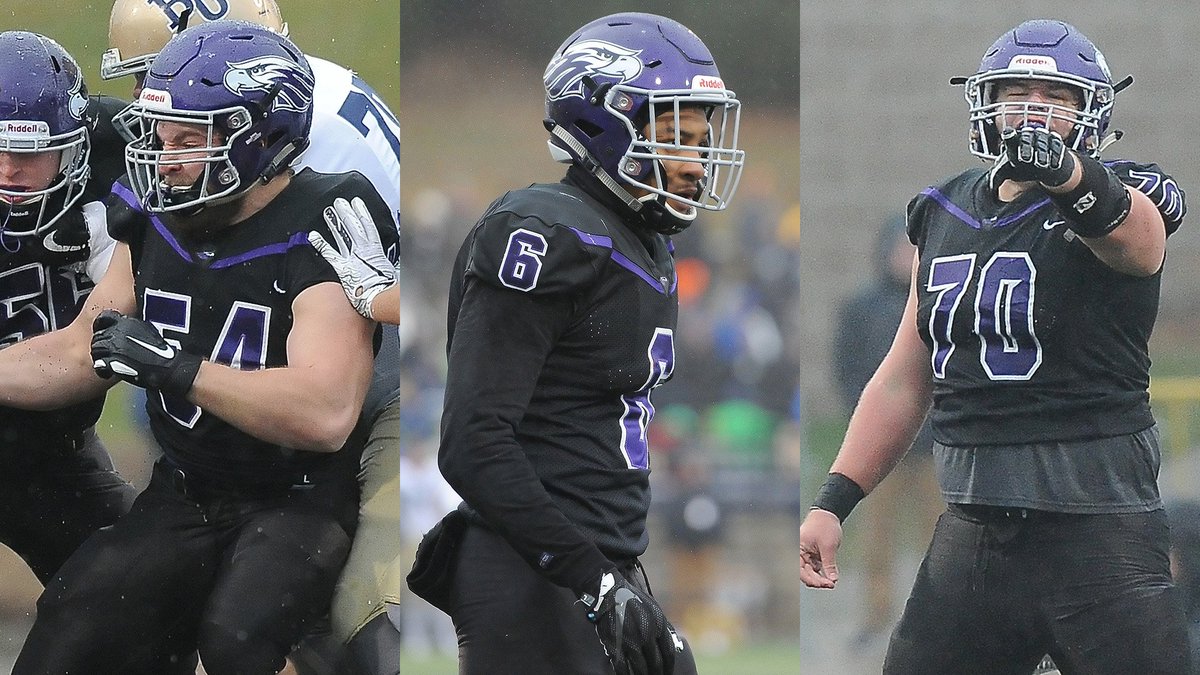 Congratulations to 2018 <a href="/WeAreAFCA/">AFCA</a> All-Americans Harry Henschler, Famus Hasty and Nate Trewyn! bit.ly/2QpJc8w || #d3fb #PoundTheRock