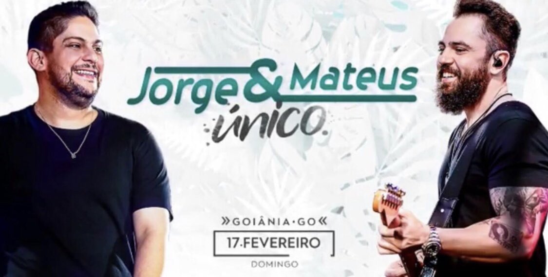 Dia 17/02 tem Jorge e Mateus em Goiânia !!
INFO: (62) 98100-9655