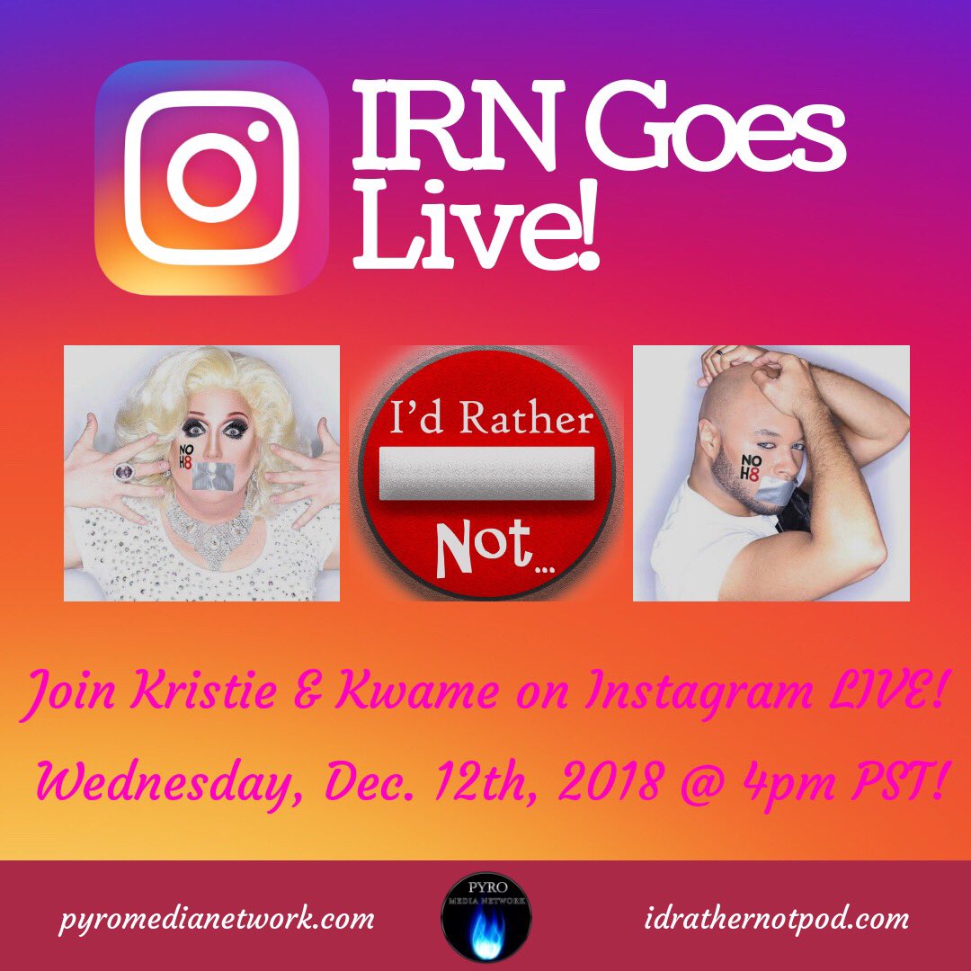 pyromedianet's tweet photo. Kristie &amp; Kwame go LIVE this Wed @ 4:00pm!!!
.
#PodEcho #PodernFamily #Podmosphere #trypod #internetradio #radio #Gay #Draglife #LGBTQ #gay #gayboy #gaymen #drag #dragqueen #gaypodcast #podcast #queer #kiki #applepodcasts #iheart #gaylife #influencer #LGBT #LGBTQIA #GayTalk https://t.co/HomHkMGcVC