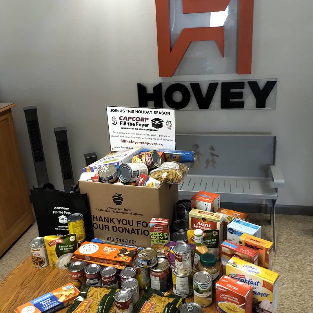 HoveyIndustries's tweet photo. Successful end to our food drive campaign with a couple of gift card winners for our generous donors of food. #ottawafoodbank #fillthefoyer #capcorp https://t.co/vr0uiWdjfr
