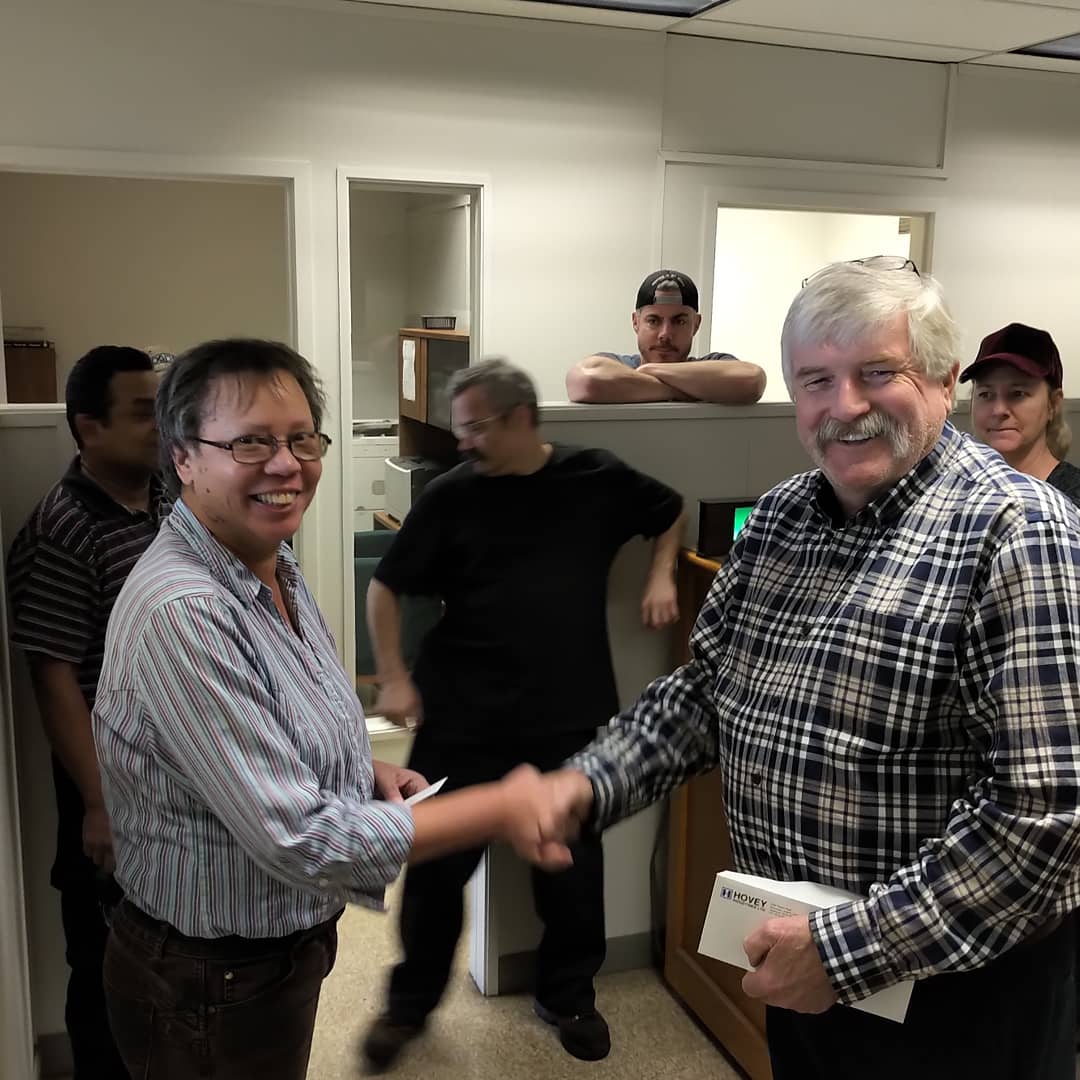 HoveyIndustries's tweet photo. Successful end to our food drive campaign with a couple of gift card winners for our generous donors of food. #ottawafoodbank #fillthefoyer #capcorp https://t.co/vr0uiWdjfr