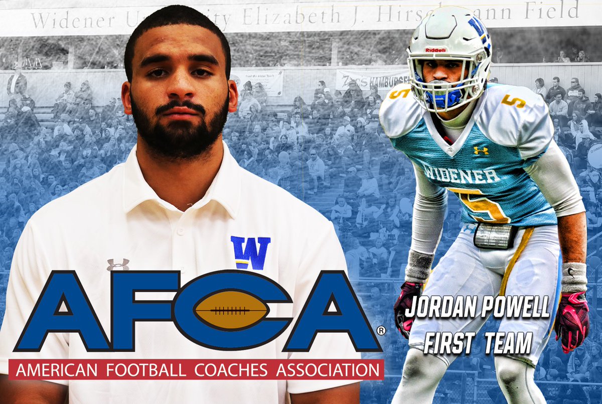 Widener Athletics (@widenersports) on Twitter photo Amazing honor for Jordan Powell of <a href="/Widener_FB/">Widener Football</a> as he becomes just the third player in program history to be named an AFCA First Team All-American multiple times joining Billy "White Shoes" Johnson and Tom Deery!!!
Full Story: tinyurl.com/y7uzgvmv
#GoWidener #ItsAllAboutTheW Amazing honor for Jordan Powell of <a href="/Widener_FB/">Widener Football</a> as he becomes just the third player in program history to be named an AFCA First Team All-American multiple times joining Billy "White Shoes" Johnson and Tom Deery!!!
Full Story: tinyurl.com/y7uzgvmv
#GoWidener #ItsAllAboutTheW