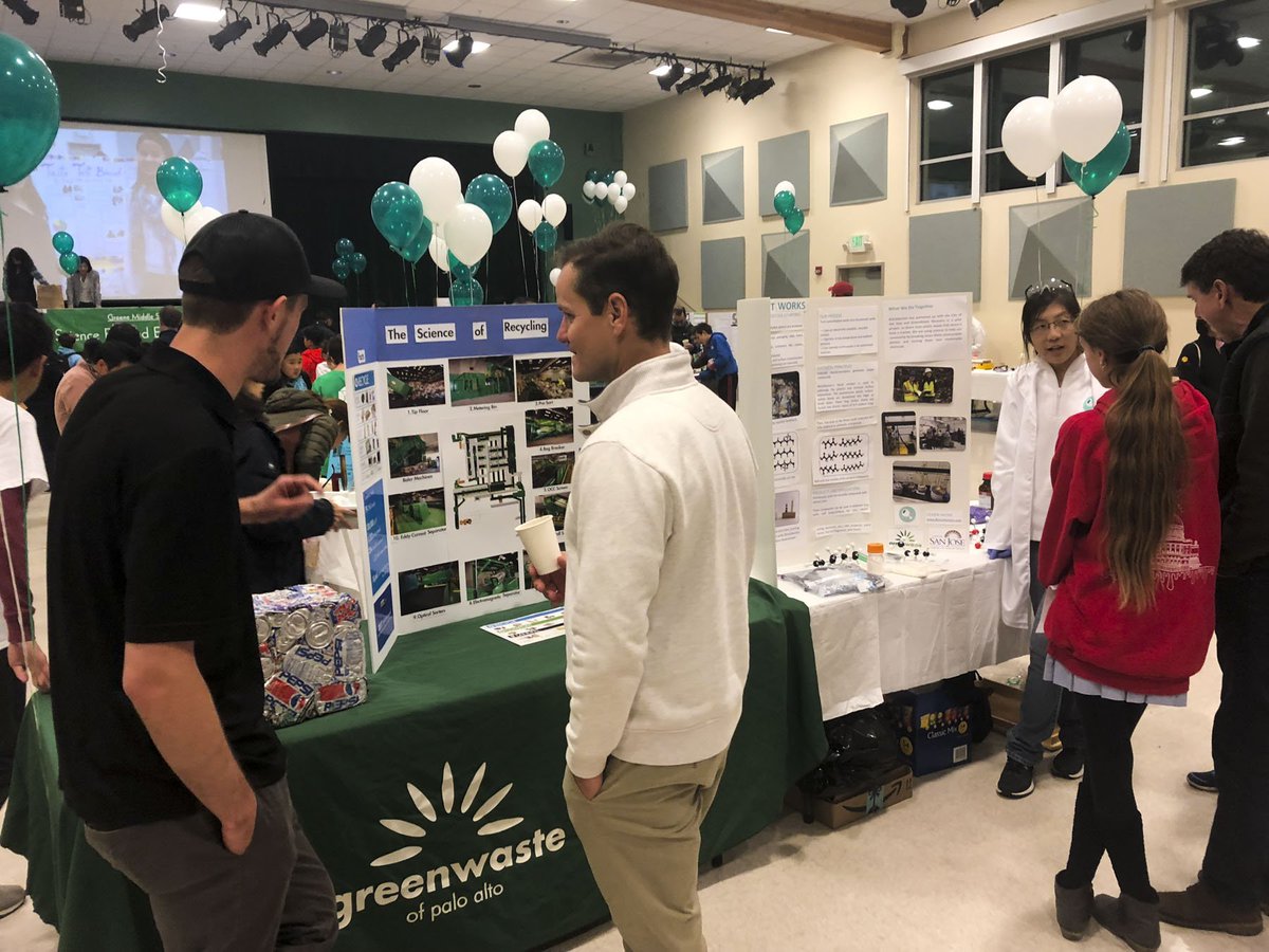 GreenWastePA's tweet photo. We were so excited to be invited to Greene Middle Schools Science Fair! We brought along @BioCellection to share current advancements in Recycling! What a blast! #recycle #sciencefair #trifold #greenwastepa #paloalto #green #gojaguars #MRF #materialsrecovery #reducereuserecycle https://t.co/xhb9HlJ7Kh