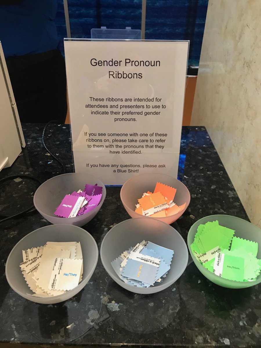 Schaffer091's tweet photo. I love the pronoun tags at IHI #ihiforum #joyMHVC #MHCNYC https://t.co/5VVAMPMgwz