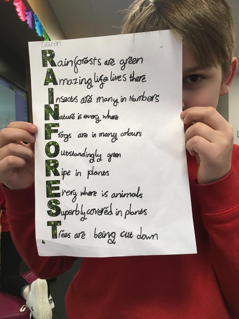 Carntyne Primary on Twitter: "Draven’s amazing rainforest acrostic poem