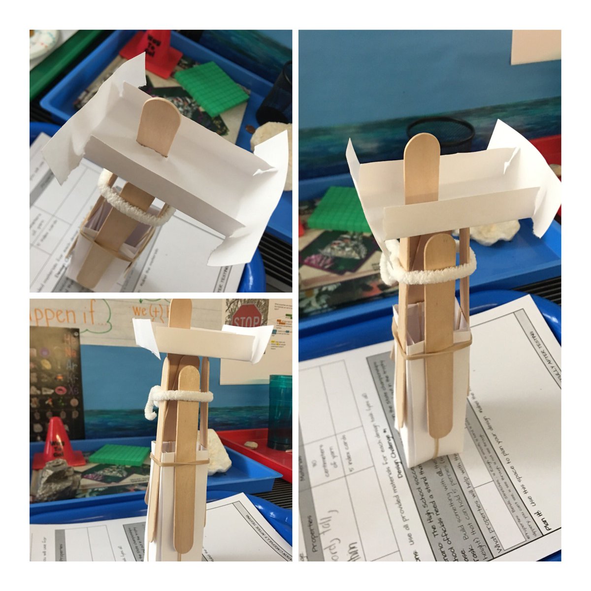 KymHarjes's tweet photo. Completely blown away by this design!! It followed ALL of the task requirements and NO tape or glue was used. WOW! π‘ @hvrsd_STEM @DrHydrogenHC #propertiesofmatter #trophystand #designchallenge https://t.co/7AvGQ5Osas
