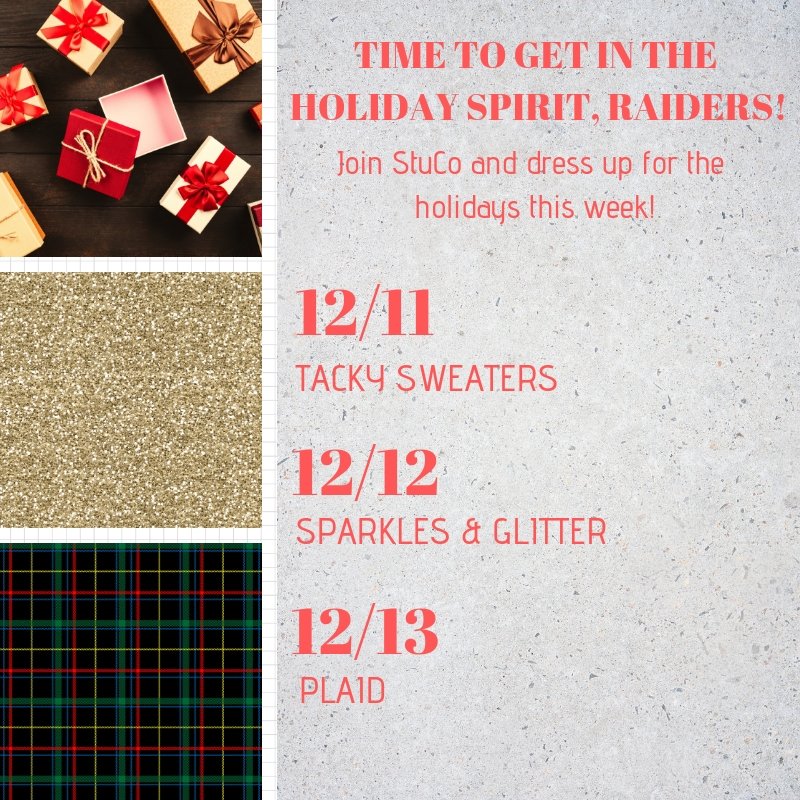 Rouse StuCo (@rouse_stuco) on Twitter photo Let's celebrate the season, Raiders! There's only 2 weeks until winter break ☃️ <a href="/EdTechNut/">Kelly Fitzgerald</a> @raiderrumbler Let's celebrate the season, Raiders! There's only 2 weeks until winter break ☃️ <a href="/EdTechNut/">Kelly Fitzgerald</a> @raiderrumbler