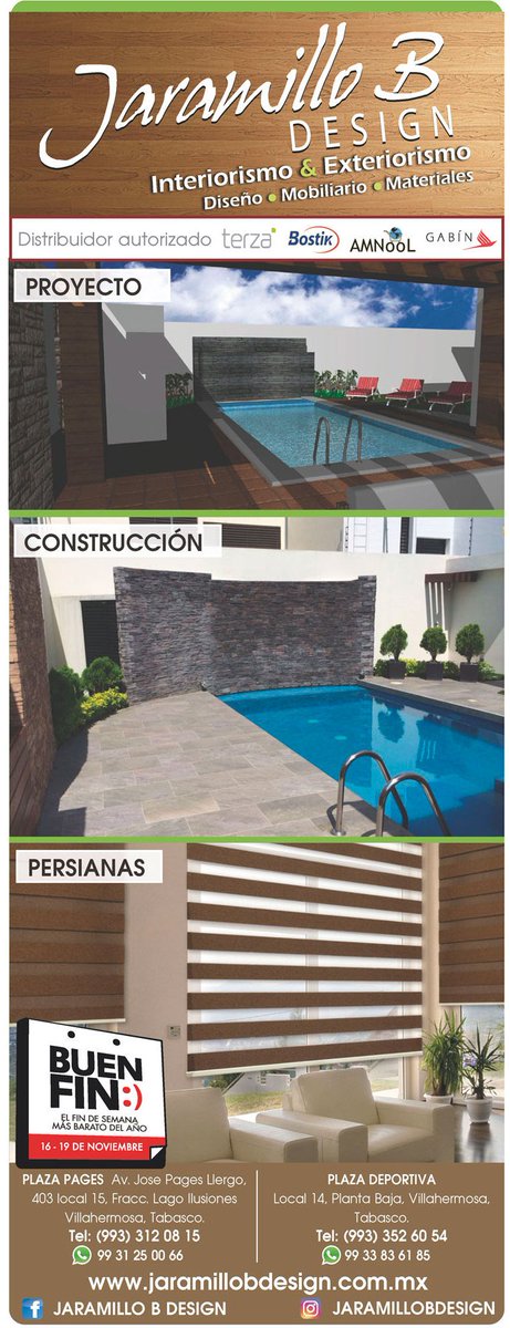 Comproyvendoen's tweet photo. JARAMILLO B DESIGN
Persianas y toldos, proyecto y construcción, pisos de madera.
☎️📞 312 08 15 y 352 60 54
https://t.co/p8UNUTfJbW https://t.co/dlBMPPaPs5